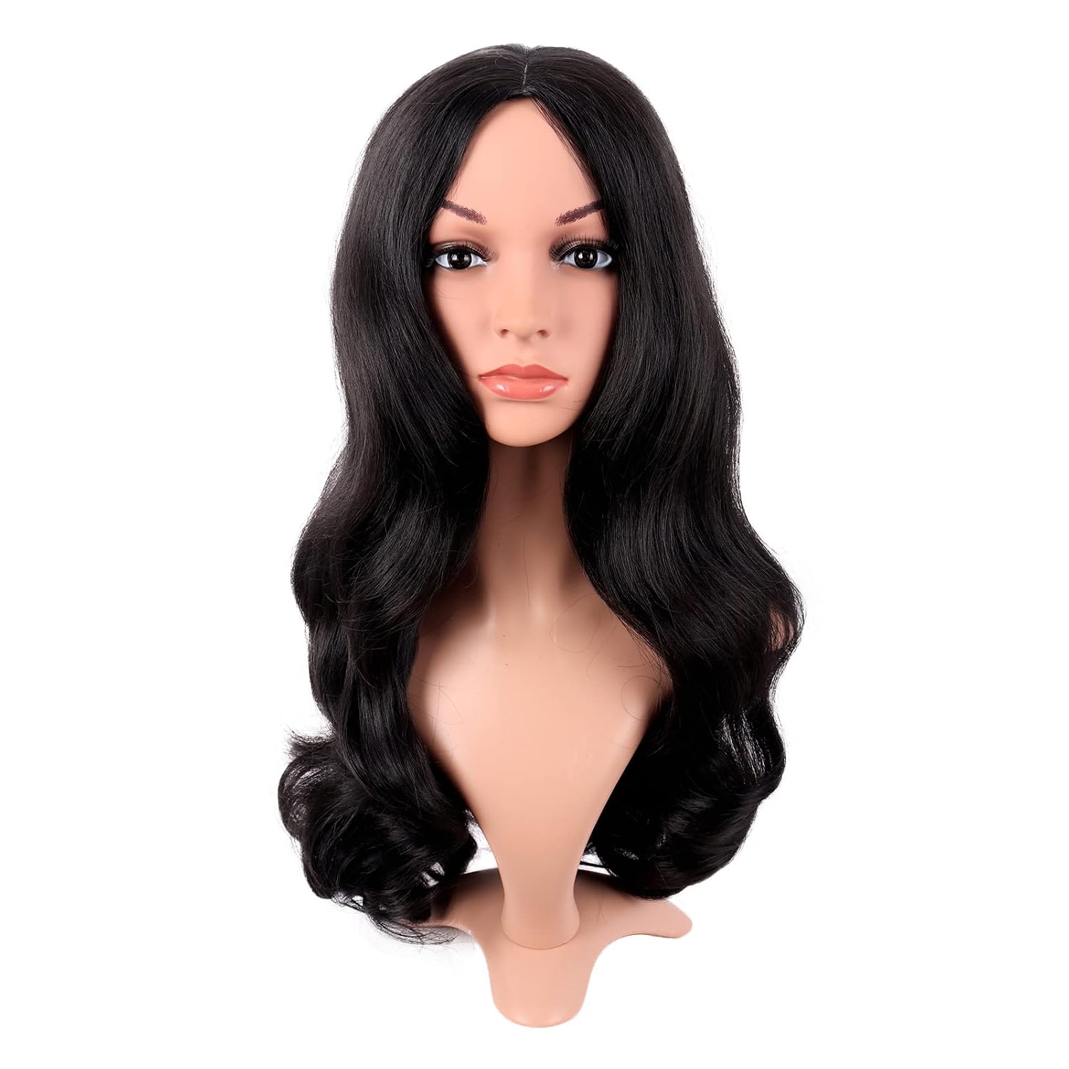 Anime Cosplay Long Black Hair - Long Curly Hair Middle Part Cosplay