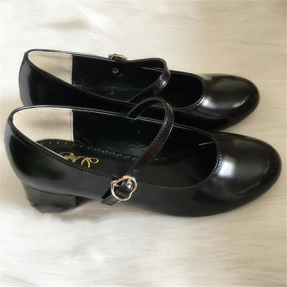 Anime Cosplay Korean Girl - Low Heel Round Head PU Shoes