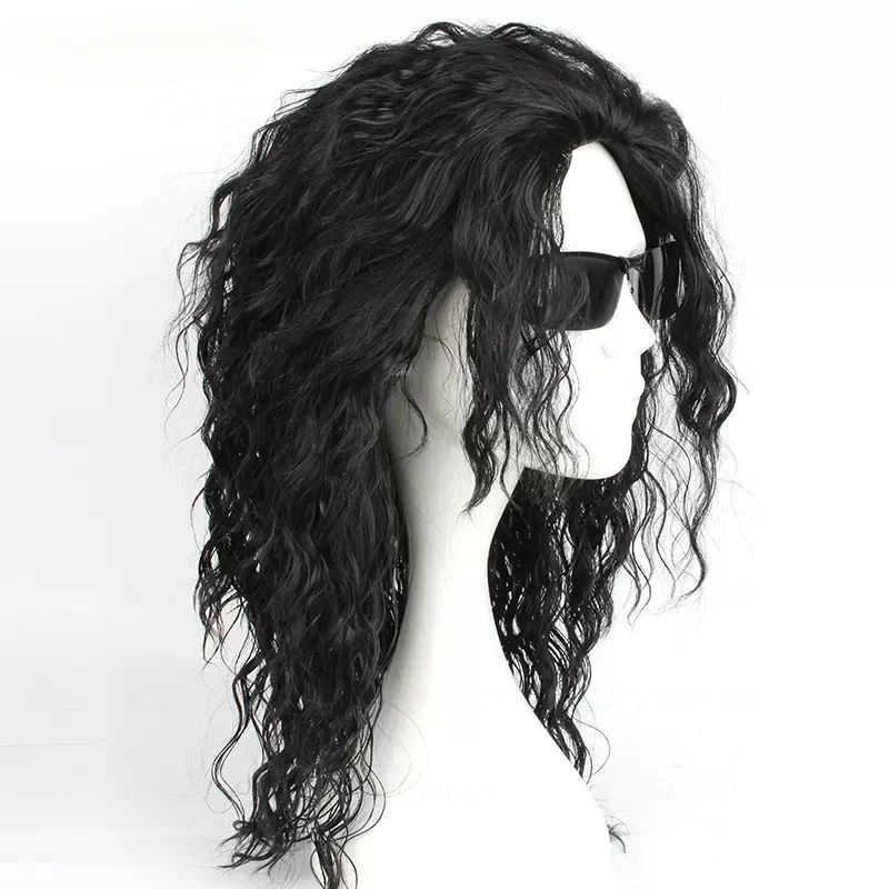 MJ Michael Cosplay Black Wig J - Anime Cosplay Long Black Hair recension och pris
