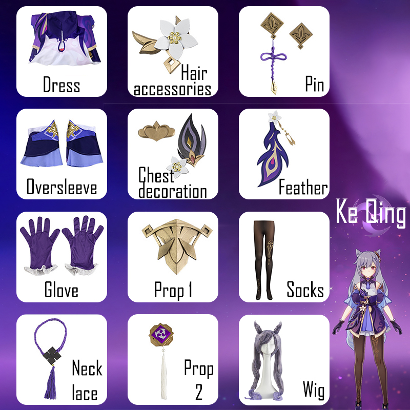 Genshin Impact Keqing Cosplay  - Anime Cosplay In Chinese recension och pris