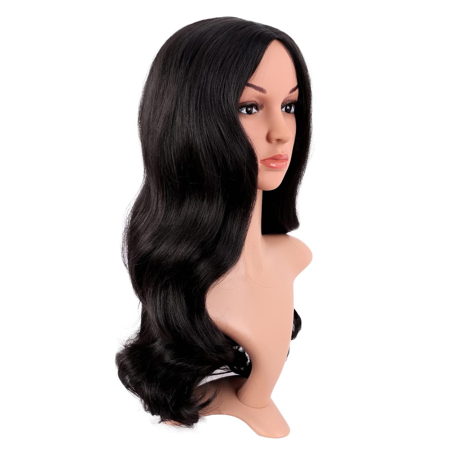 Long Curly Hair Middle Part Co - Anime Cosplay Long Black Hair recension och pris