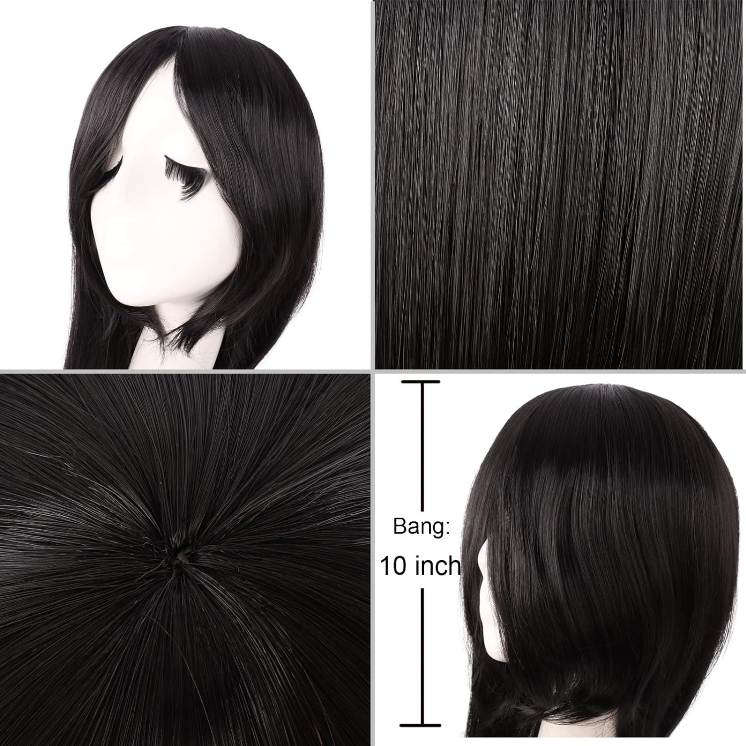 40 Inch 100 cm Long Straight C - Anime Cosplay Long Black Hair recension och pris